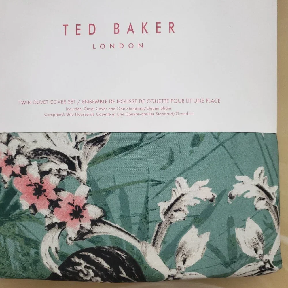 Ted Baker Kingdom Floral 100% Cotton 2 Piece Twin Duvet Cover Set